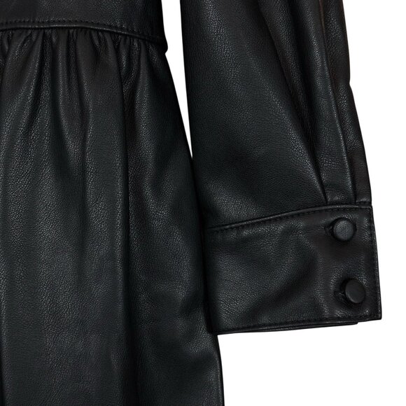 Rebecca Taylor RTR Faux Leather Buttoned Long Sleeve Romper Black Size 4 - Picture 8 of 11